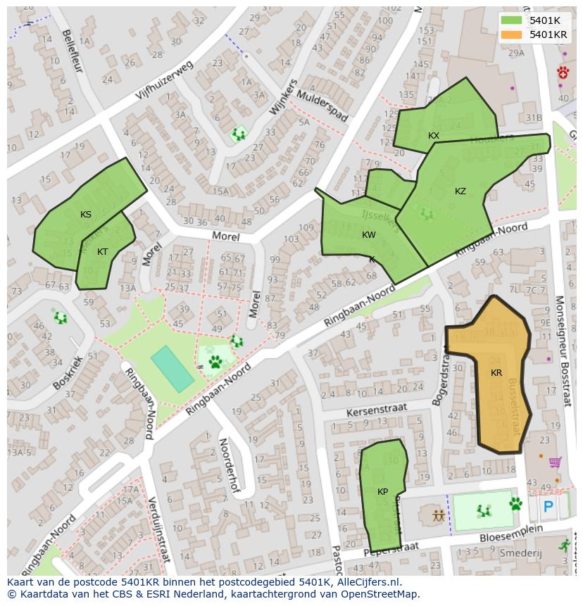 Afbeelding van het postcodegebied 5401 KR op de kaart.