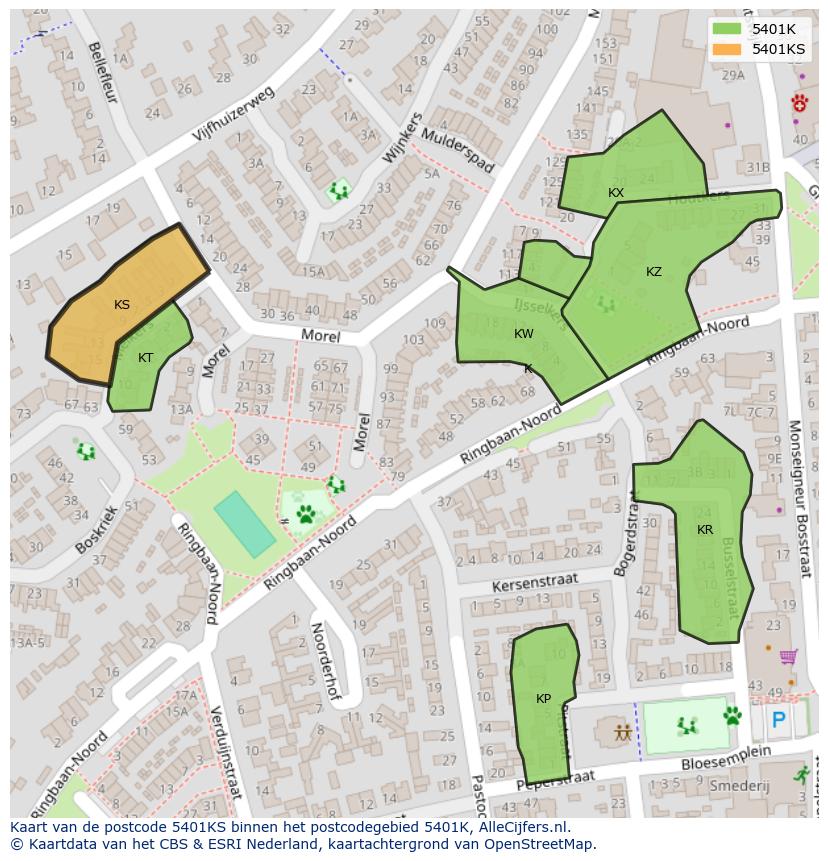 Afbeelding van het postcodegebied 5401 KS op de kaart.