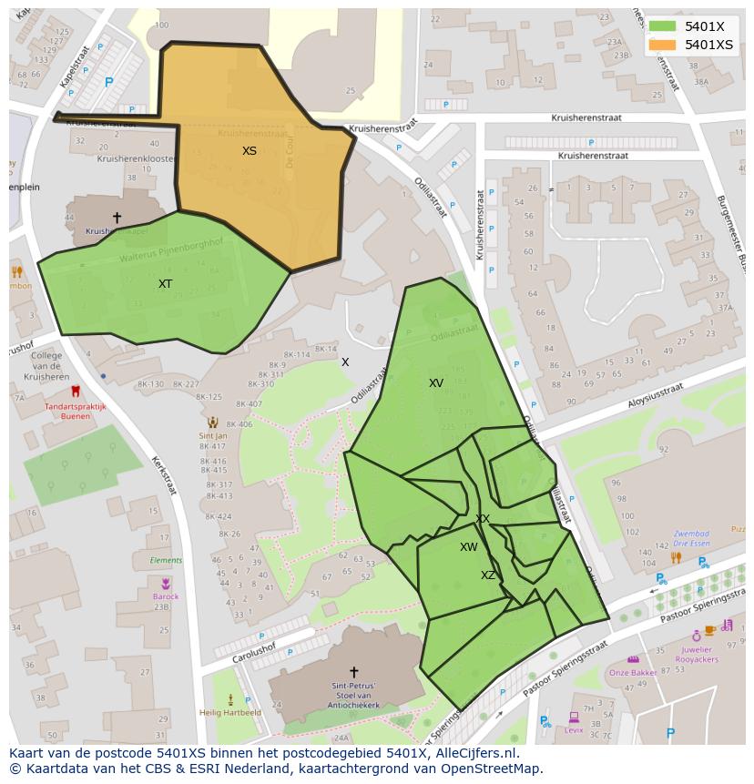 Afbeelding van het postcodegebied 5401 XS op de kaart.