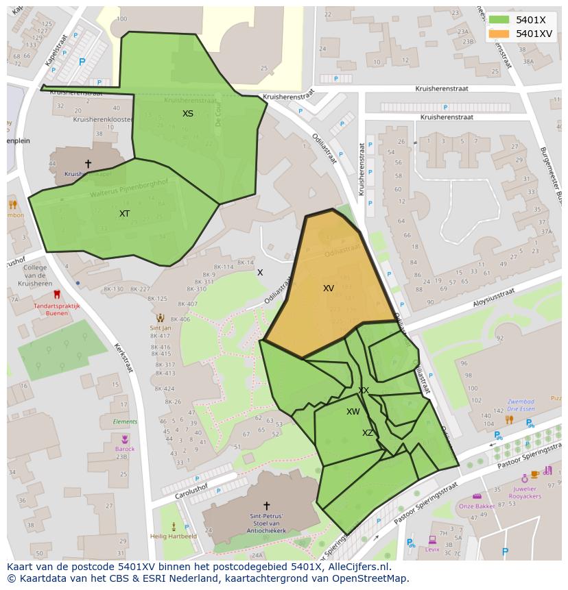 Afbeelding van het postcodegebied 5401 XV op de kaart.