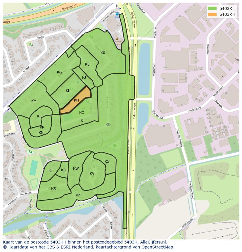 Afbeelding van het postcodegebied 5403 KH op de kaart.