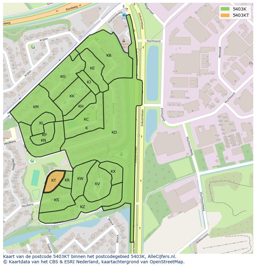 Afbeelding van het postcodegebied 5403 KT op de kaart.