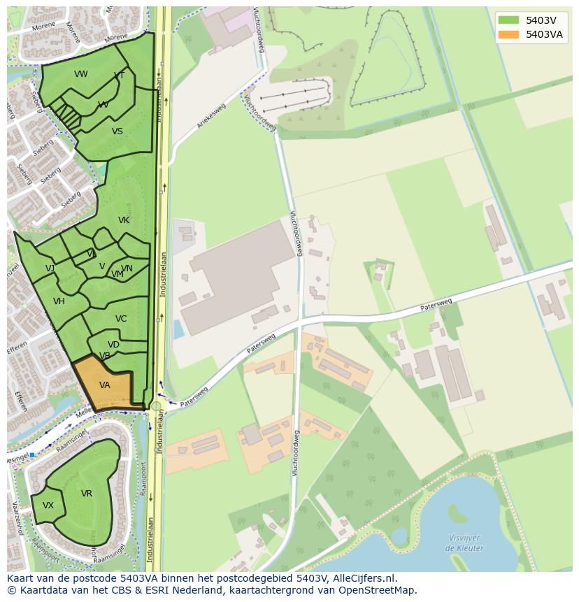 Afbeelding van het postcodegebied 5403 VA op de kaart.