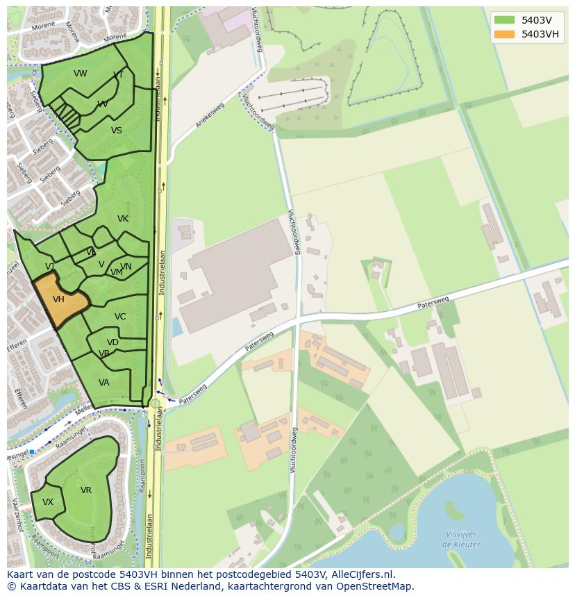 Afbeelding van het postcodegebied 5403 VH op de kaart.