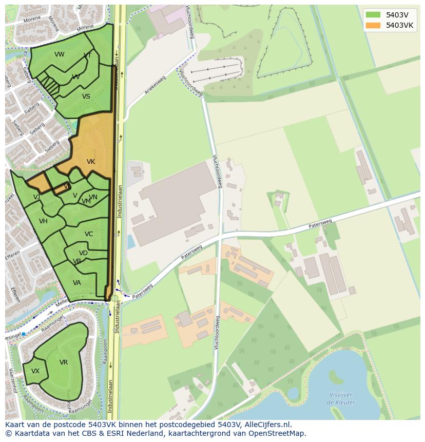 Afbeelding van het postcodegebied 5403 VK op de kaart.