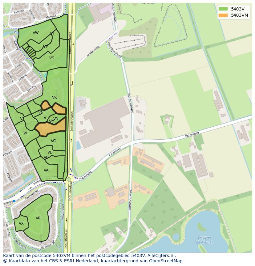 Afbeelding van het postcodegebied 5403 VM op de kaart.