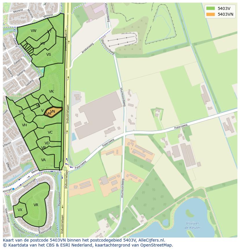 Afbeelding van het postcodegebied 5403 VN op de kaart.