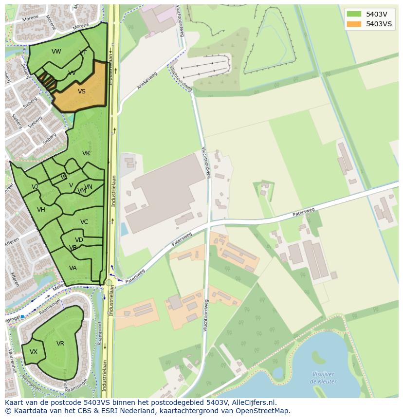 Afbeelding van het postcodegebied 5403 VS op de kaart.