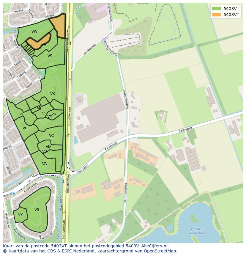 Afbeelding van het postcodegebied 5403 VT op de kaart.