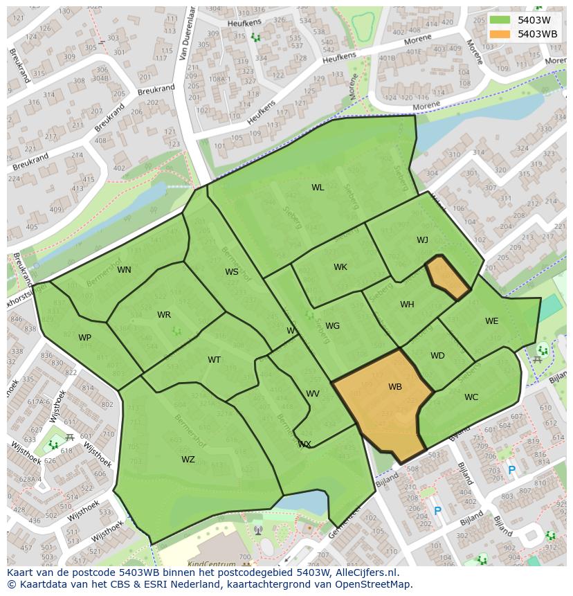 Afbeelding van het postcodegebied 5403 WB op de kaart.