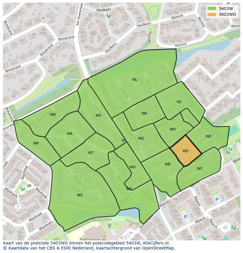 Afbeelding van het postcodegebied 5403 WD op de kaart.