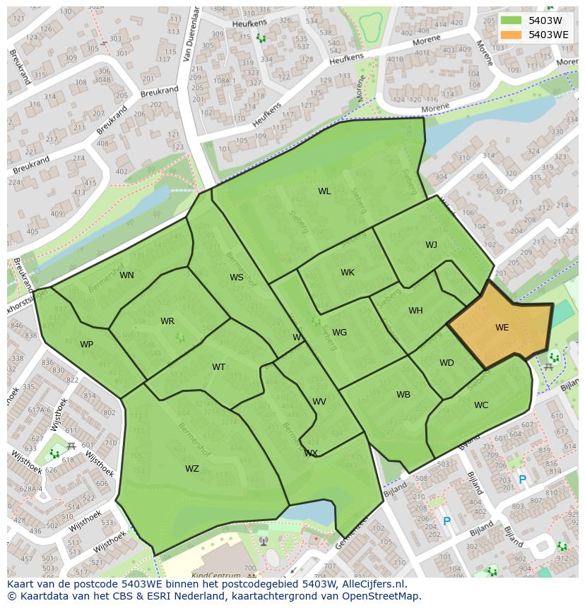 Afbeelding van het postcodegebied 5403 WE op de kaart.