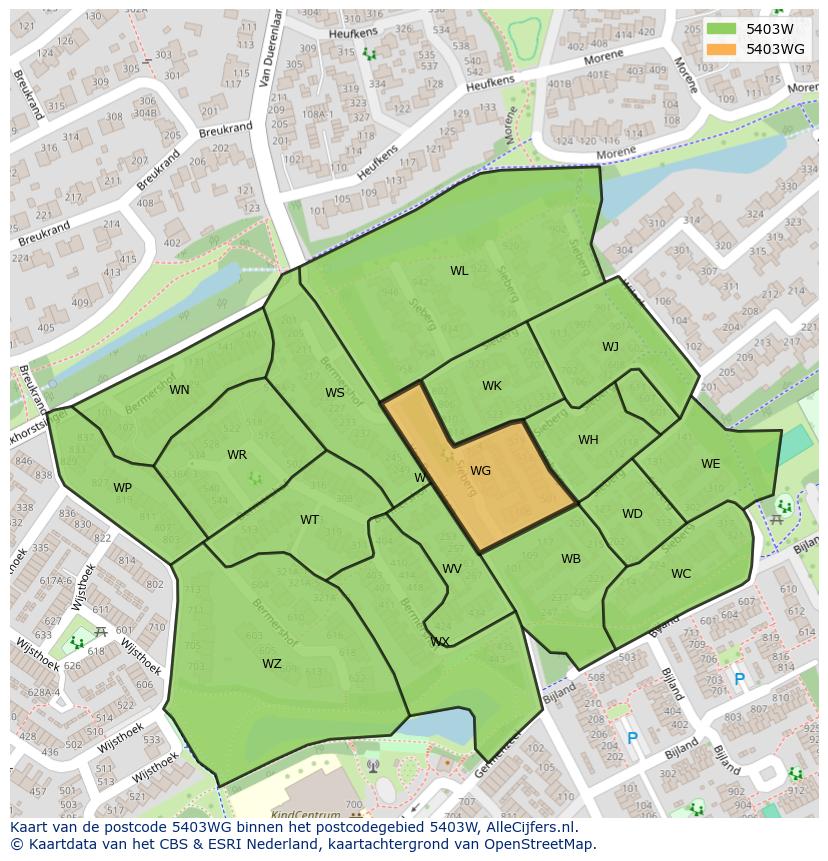 Afbeelding van het postcodegebied 5403 WG op de kaart.