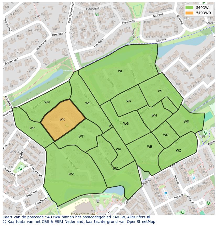 Afbeelding van het postcodegebied 5403 WR op de kaart.