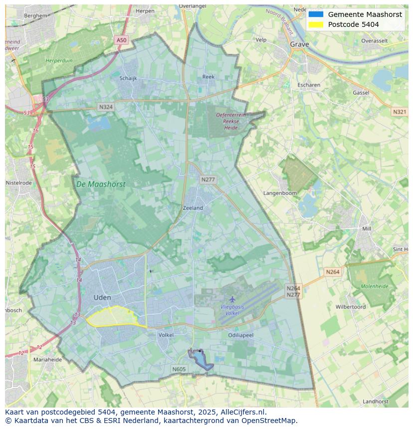 Afbeelding van het postcodegebied 5404 op de kaart.