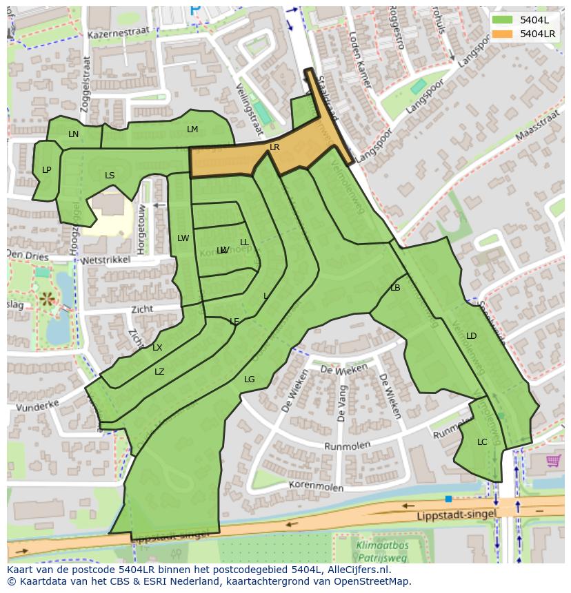 Afbeelding van het postcodegebied 5404 LR op de kaart.