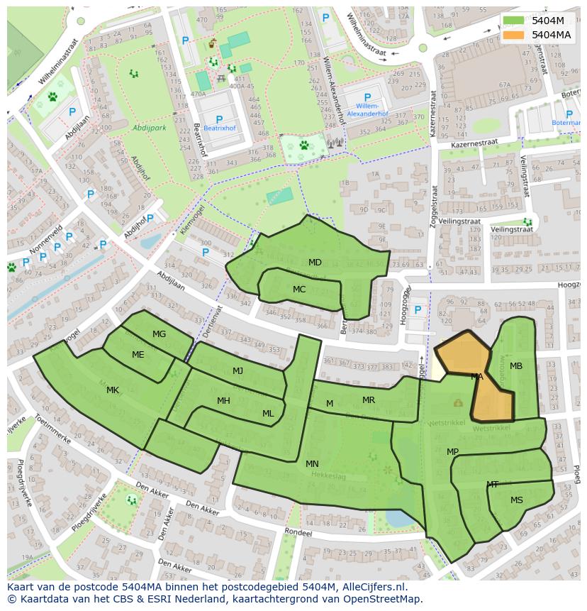 Afbeelding van het postcodegebied 5404 MA op de kaart.