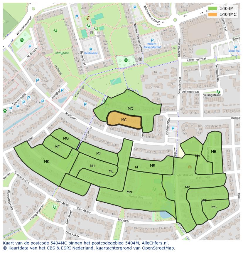 Afbeelding van het postcodegebied 5404 MC op de kaart.