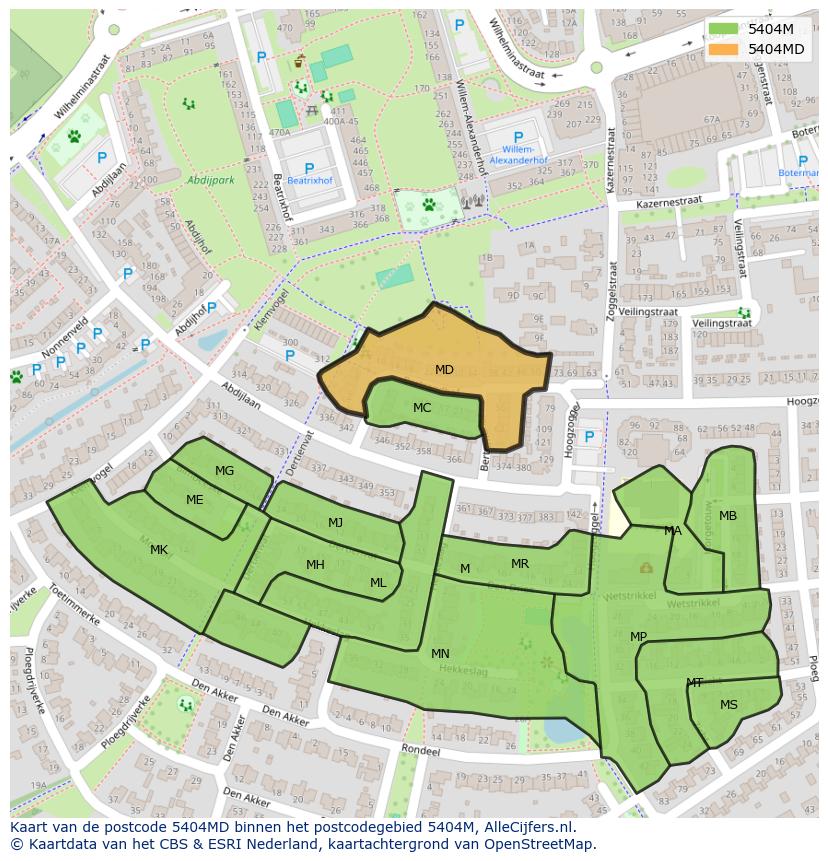 Afbeelding van het postcodegebied 5404 MD op de kaart.