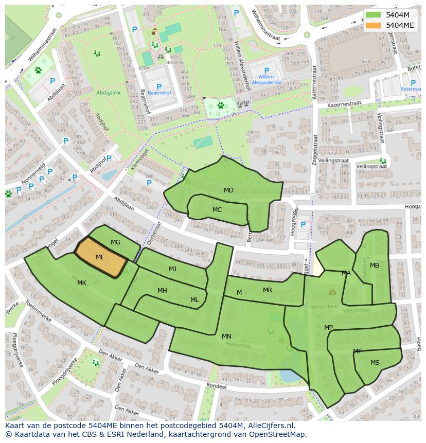 Afbeelding van het postcodegebied 5404 ME op de kaart.