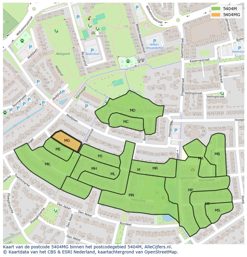 Afbeelding van het postcodegebied 5404 MG op de kaart.
