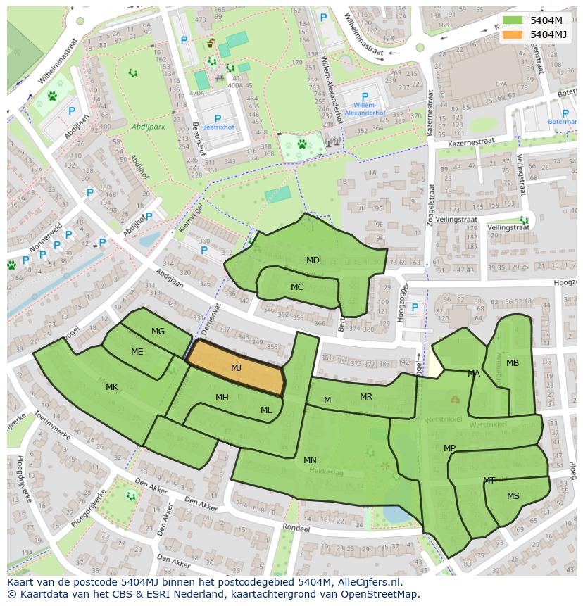 Afbeelding van het postcodegebied 5404 MJ op de kaart.