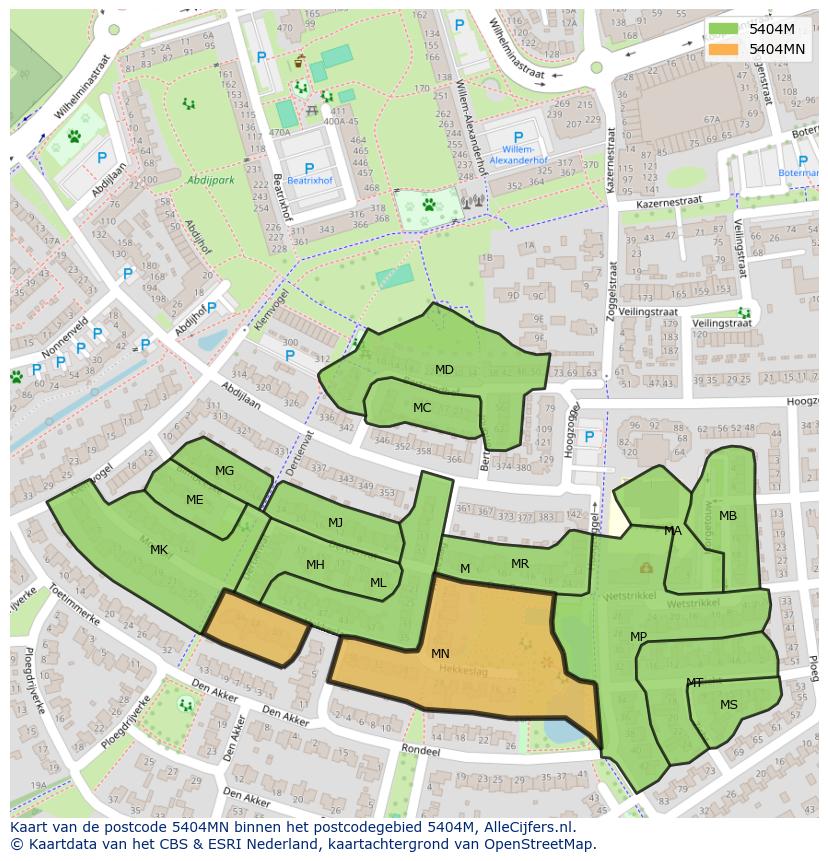 Afbeelding van het postcodegebied 5404 MN op de kaart.