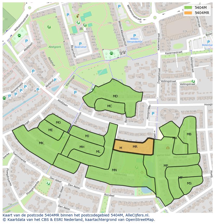 Afbeelding van het postcodegebied 5404 MR op de kaart.