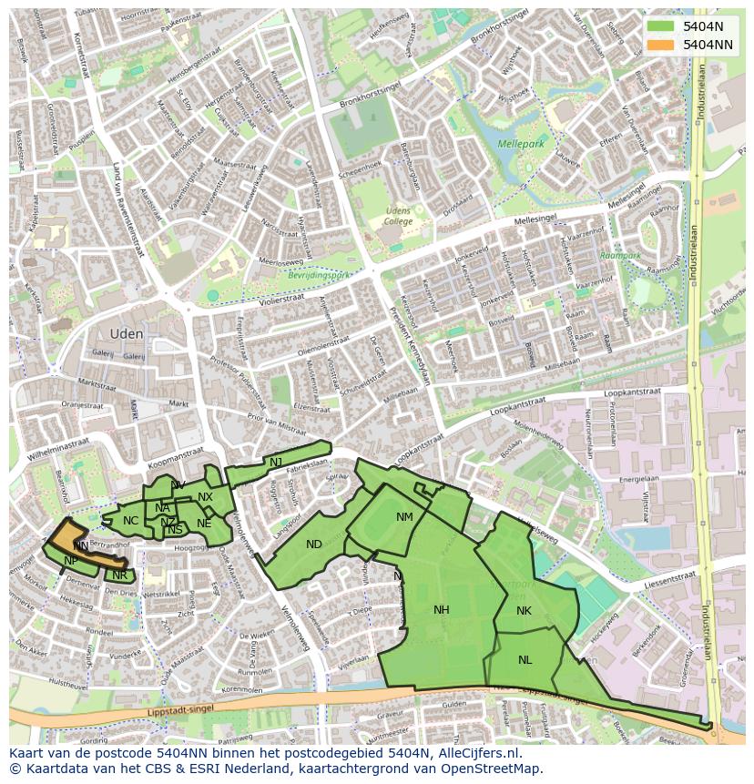 Afbeelding van het postcodegebied 5404 NN op de kaart.