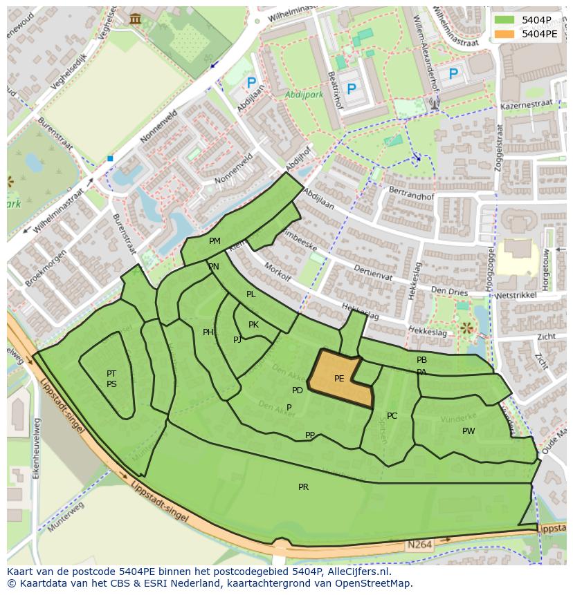 Afbeelding van het postcodegebied 5404 PE op de kaart.