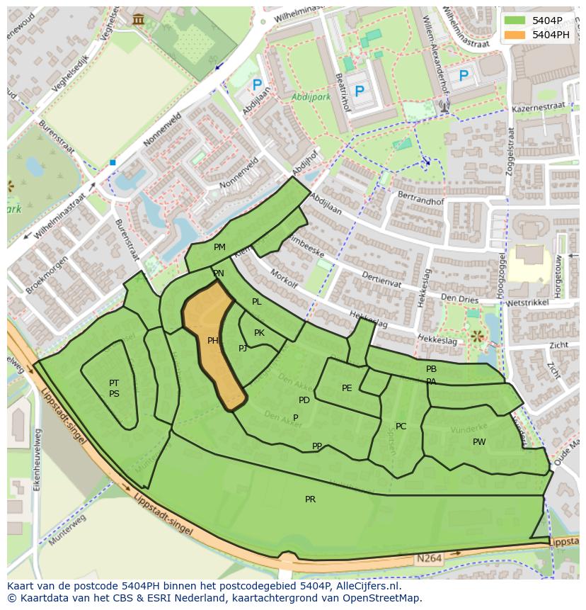 Afbeelding van het postcodegebied 5404 PH op de kaart.