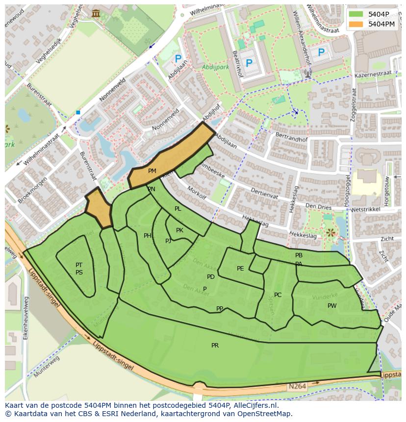 Afbeelding van het postcodegebied 5404 PM op de kaart.