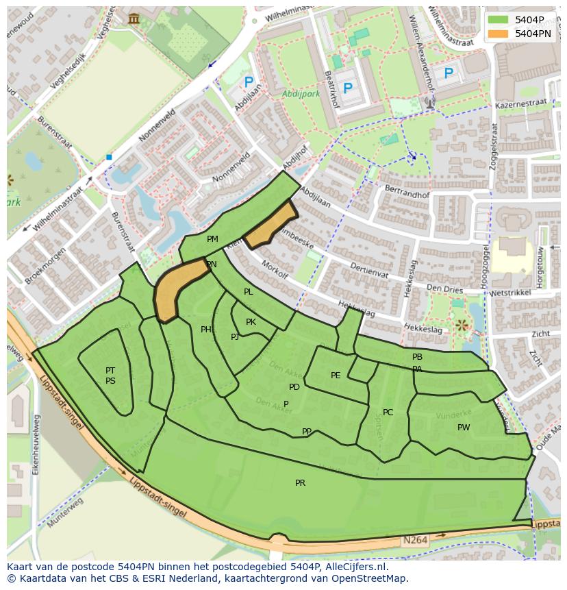 Afbeelding van het postcodegebied 5404 PN op de kaart.