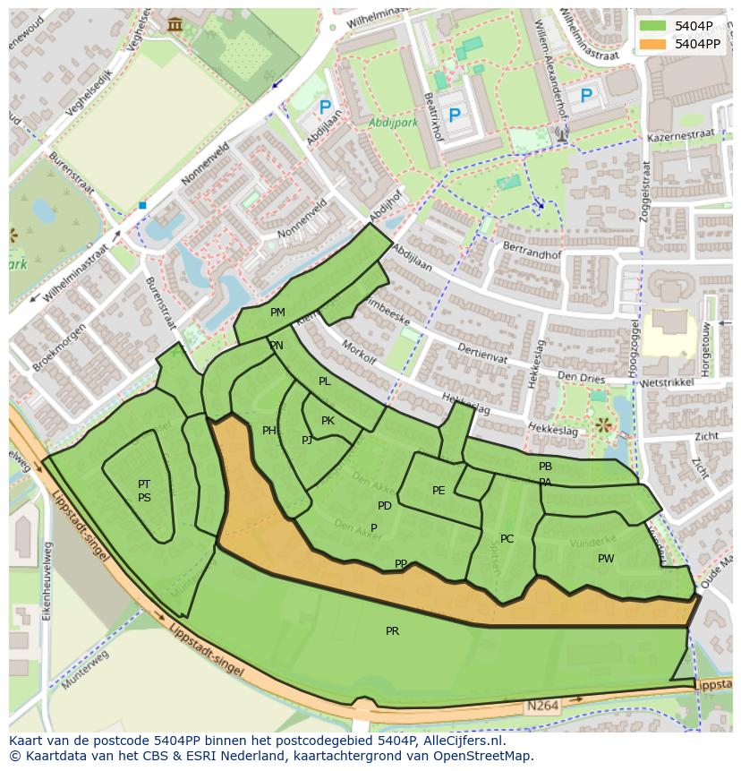 Afbeelding van het postcodegebied 5404 PP op de kaart.
