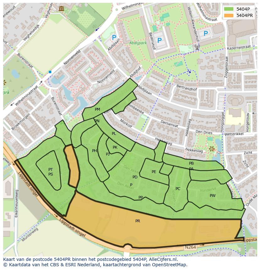 Afbeelding van het postcodegebied 5404 PR op de kaart.