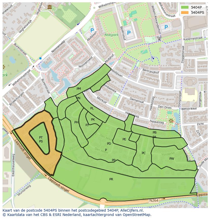 Afbeelding van het postcodegebied 5404 PS op de kaart.