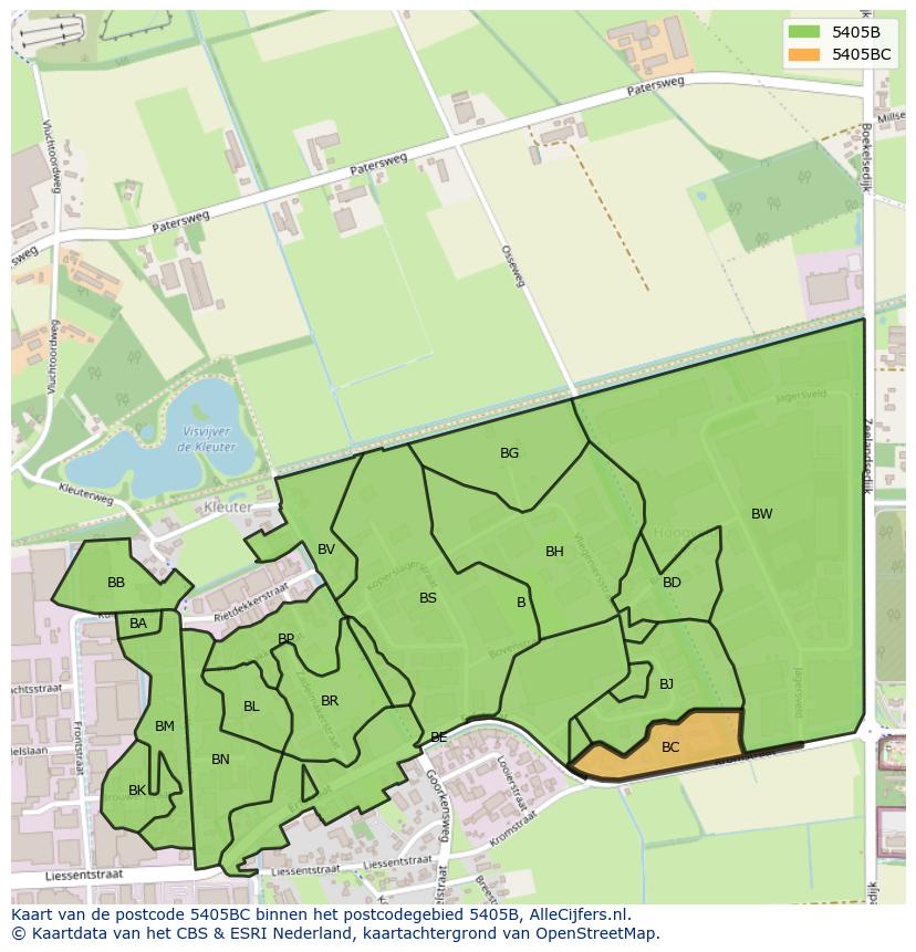 Afbeelding van het postcodegebied 5405 BC op de kaart.