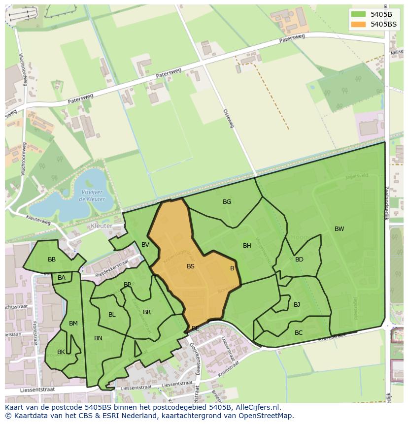 Afbeelding van het postcodegebied 5405 BS op de kaart.