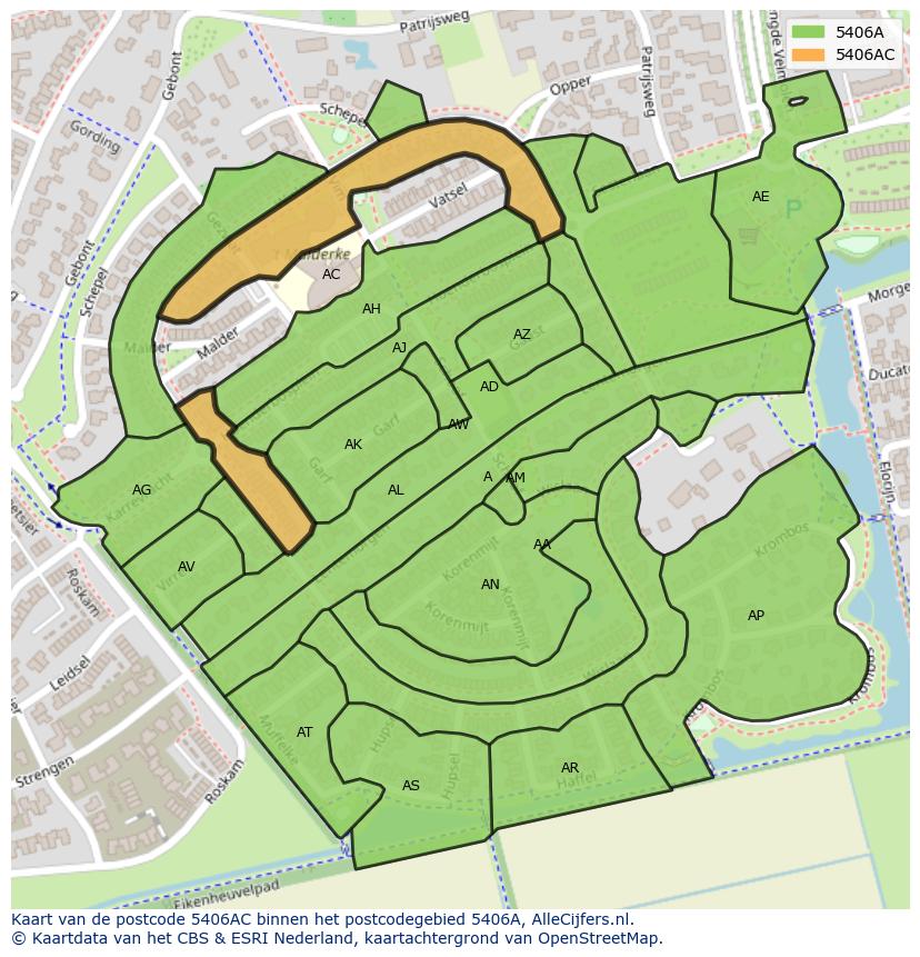Afbeelding van het postcodegebied 5406 AC op de kaart.