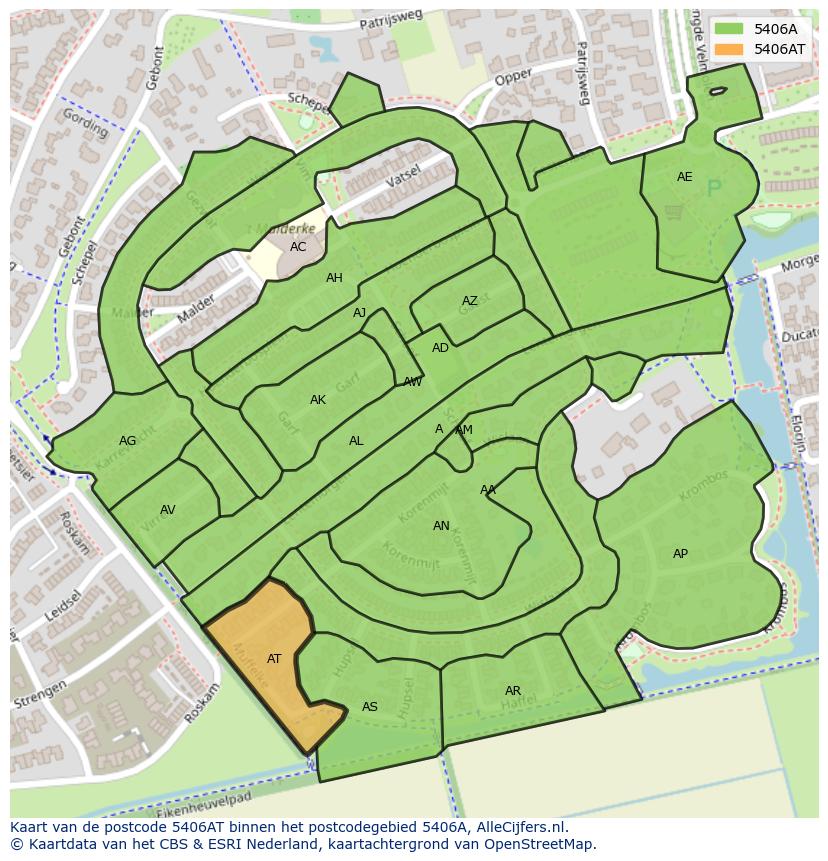 Afbeelding van het postcodegebied 5406 AT op de kaart.