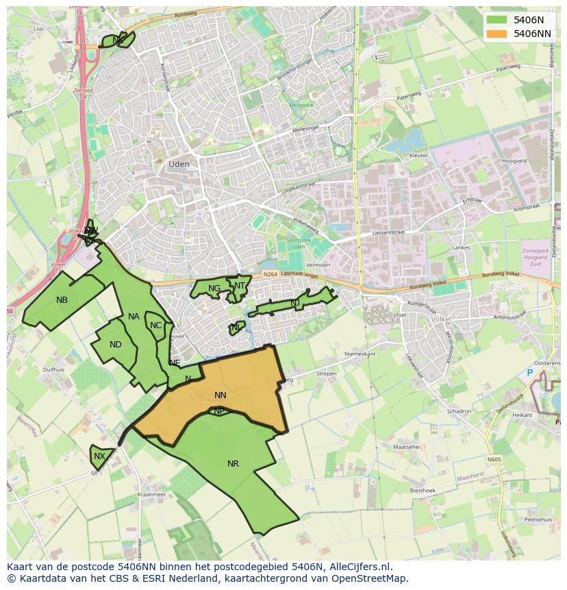 Afbeelding van het postcodegebied 5406 NN op de kaart.
