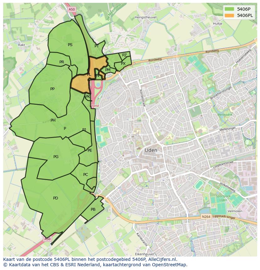 Afbeelding van het postcodegebied 5406 PL op de kaart.