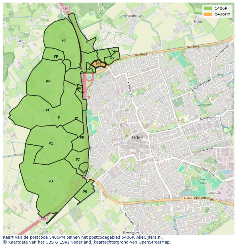 Afbeelding van het postcodegebied 5406 PM op de kaart.