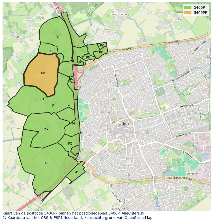 Afbeelding van het postcodegebied 5406 PP op de kaart.