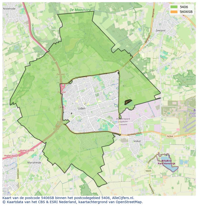 Afbeelding van het postcodegebied 5406 SB op de kaart.