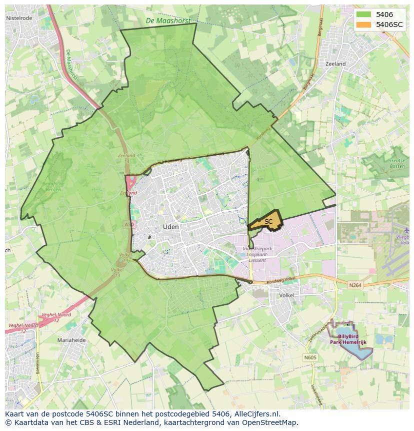 Afbeelding van het postcodegebied 5406 SC op de kaart.
