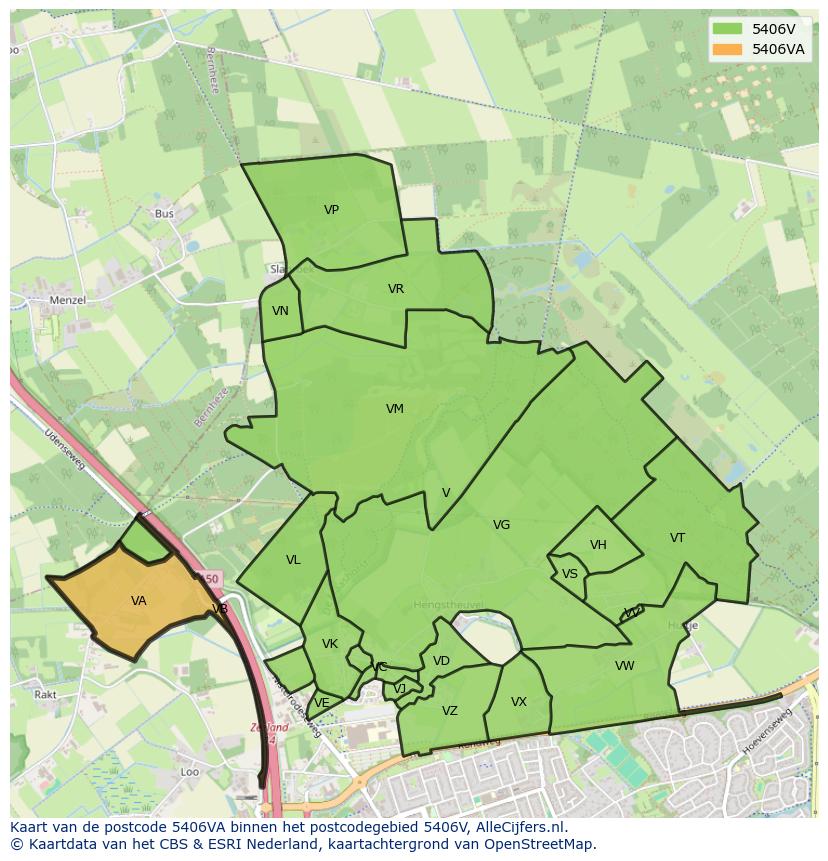 Afbeelding van het postcodegebied 5406 VA op de kaart.
