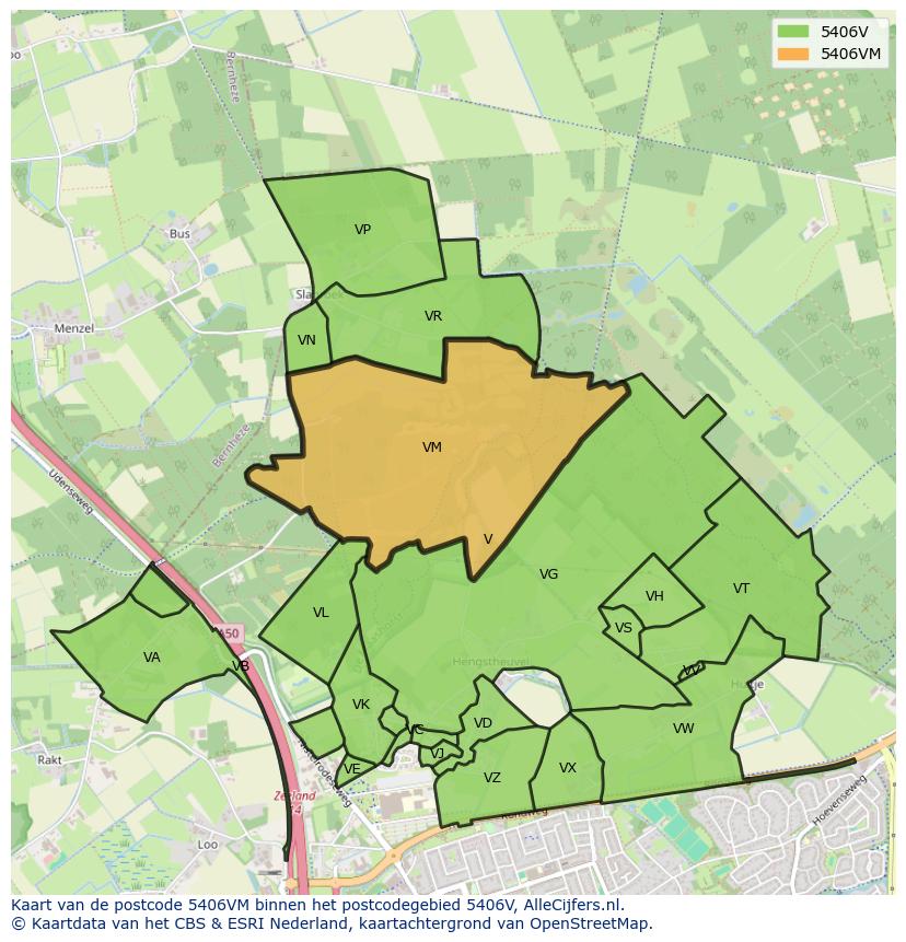 Afbeelding van het postcodegebied 5406 VM op de kaart.