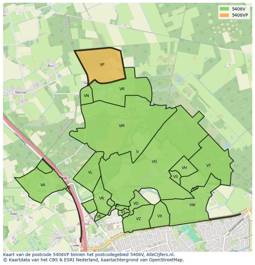 Afbeelding van het postcodegebied 5406 VP op de kaart.