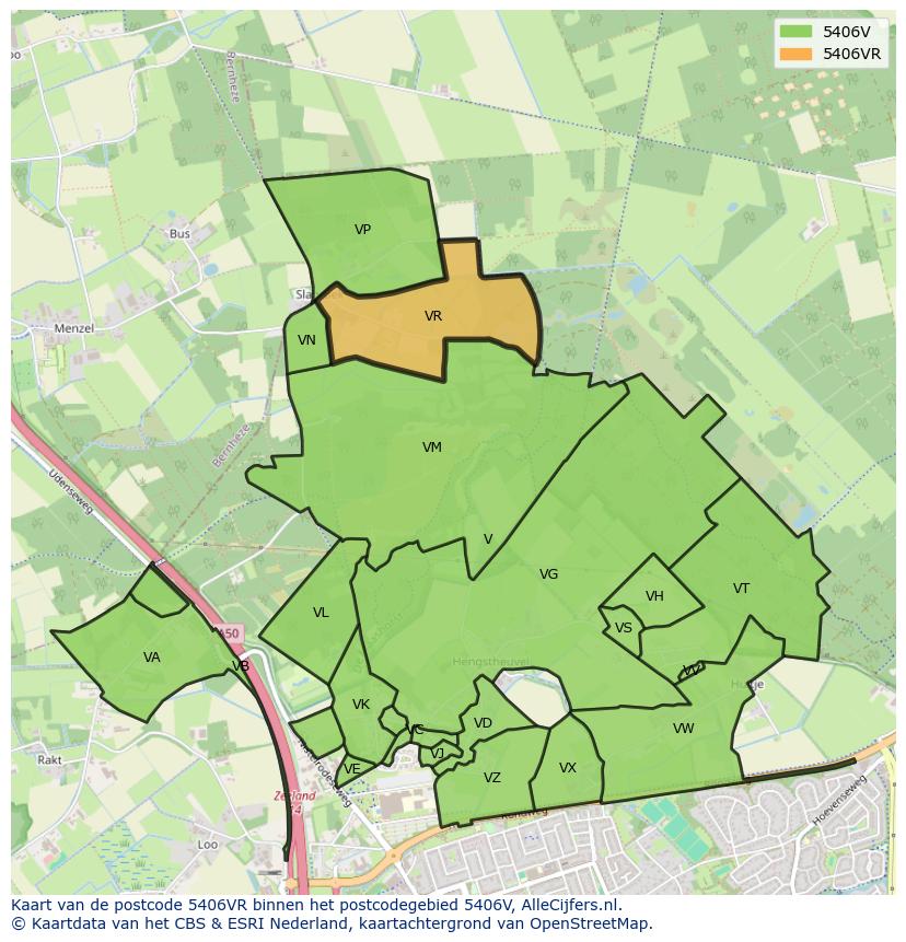 Afbeelding van het postcodegebied 5406 VR op de kaart.